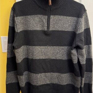 J. Crew Black and Gray Zip-Up Sweater